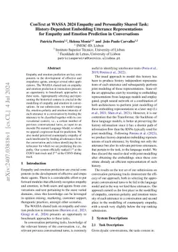 ConText at WASSA 2024 Empathy and Personality Shared Task:
  History-Dependent Embedding Utterance Representations for Empathy and Emotion
  Prediction in Conversations