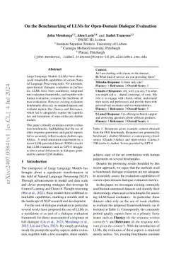 On the Benchmarking of LLMs for Open-Domain Dialogue Evaluation