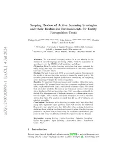 Scoping Review of Active Learning Strategies and their Evaluation
  Environments for Entity Recognition Tasks