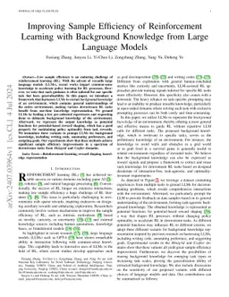 Improving Sample Efficiency of Reinforcement Learning with Background
  Knowledge from Large Language Models