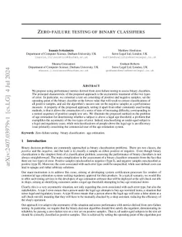 Zero-failure testing of binary classifiers