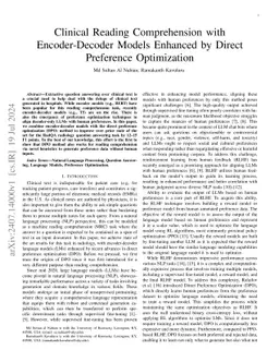 Clinical Reading Comprehension with Encoder-Decoder Models Enhanced by
  Direct Preference Optimization