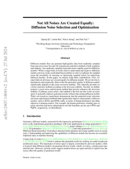 Not All Noises Are Created Equally:Diffusion Noise Selection and
  Optimization
