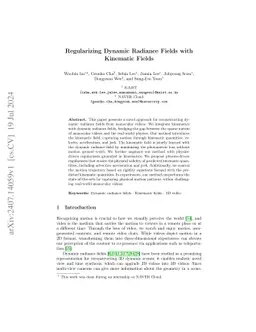 Regularizing Dynamic Radiance Fields with Kinematic Fields