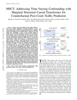 MSCT: Addressing Time-Varying Confounding with Marginal Structural
  Causal Transformer for Counterfactual Post-Crash Traffic Prediction