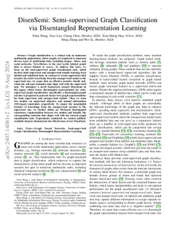 DisenSemi: Semi-supervised Graph Classification via Disentangled
  Representation Learning