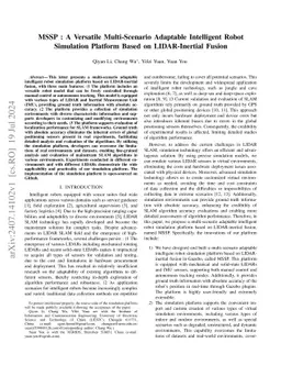MSSP : A Versatile Multi-Scenario Adaptable Intelligent Robot Simulation
  Platform Based on LIDAR-Inertial Fusion
