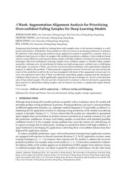 A3Rank: Augmentation Alignment Analysis for Prioritizing Overconfident
  Failing Samples for Deep Learning Models