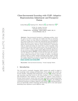 Class-Incremental Learning with CLIP: Adaptive Representation Adjustment
  and Parameter Fusion