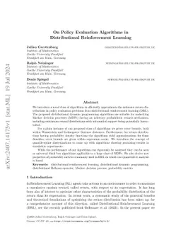 On Policy Evaluation Algorithms in Distributional Reinforcement Learning