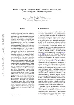Braille-to-Speech Generator: Audio Generation Based on Joint Fine-Tuning
  of CLIP and Fastspeech2