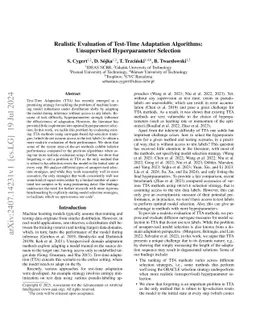 Realistic Evaluation of Test-Time Adaptation Algorithms: Unsupervised
  Hyperparameter Selection