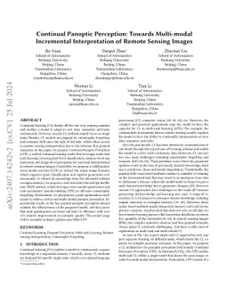 Continual Panoptic Perception: Towards Multi-modal Incremental
  Interpretation of Remote Sensing Images