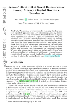 SparseCraft: Few-Shot Neural Reconstruction through Stereopsis Guided
  Geometric Linearization