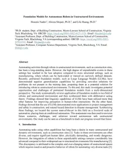 Foundation Models for Autonomous Robots in Unstructured Environments