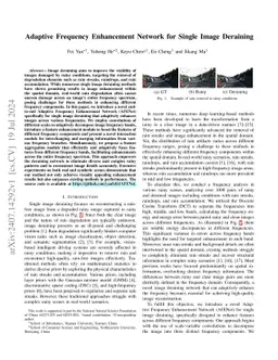 Adaptive Frequency Enhancement Network for Single Image Deraining