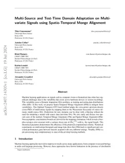Multi-Source and Test-Time Domain Adaptation on Multivariate Signals
  using Spatio-Temporal Monge Alignment