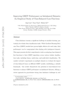 Improving GBDT Performance on Imbalanced Datasets: An Empirical Study of
  Class-Balanced Loss Functions