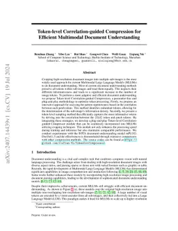 Token-level Correlation-guided Compression for Efficient Multimodal
  Document Understanding