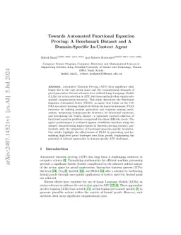 Towards Automated Functional Equation Proving: A Benchmark Dataset and A
  Domain-Specific In-Context Agent