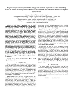 Regression prediction algorithm for energy consumption regression in
  cloud computing based on horned lizard algorithm optimised convolutional
  neural network-bidirectional gated recurrent unit