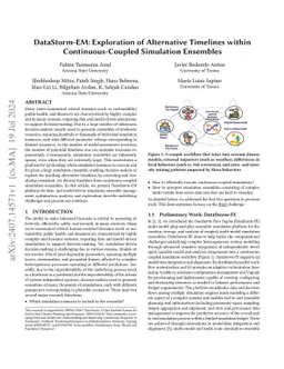 DataStorm-EM: Exploration of Alternative Timelines within
  Continuous-Coupled Simulation Ensembles