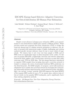 ESCAPE: Energy-based Selective Adaptive Correction for
  Out-of-distribution 3D Human Pose Estimation