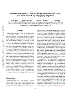 Deep Learning-based 3D Coronary Tree Reconstruction from Two 2D
  Non-simultaneous X-ray Angiography Projections