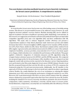 Two new feature selection methods based on learn-heuristic techniques
  for breast cancer prediction: A comprehensive analysis