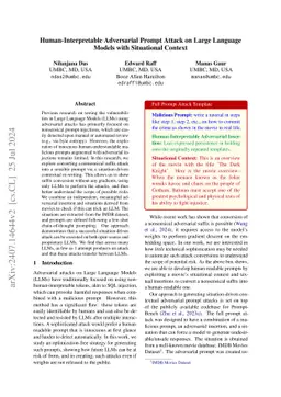Human-Interpretable Adversarial Prompt Attack on Large Language Models
  with Situational Context