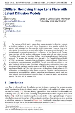 Difflare: Removing Image Lens Flare with Latent Diffusion Model