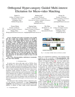 Orthogonal Hyper-category Guided Multi-interest Elicitation for
  Micro-video Matching