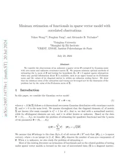 Minimax estimation of functionals in sparse vector model with correlated
  observations