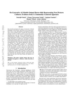 Do Generative AI Models Output Harm while Representing Non-Western
  Cultures: Evidence from A Community-Centered Approach