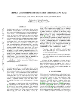 MedMAE: A Self-Supervised Backbone for Medical Imaging Tasks