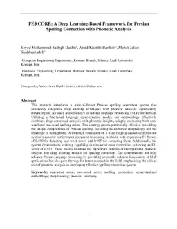 PERCORE: A Deep Learning-Based Framework for Persian Spelling Correction
  with Phonetic Analysis