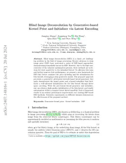 Blind Image Deconvolution by Generative-based Kernel Prior and
  Initializer via Latent Encoding