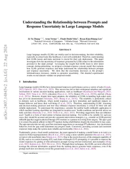 Understanding the Relationship between Prompts and Response Uncertainty in Large Language Models