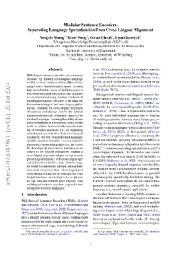 Modular Sentence Encoders: Separating Language Specialization from Cross-Lingual Alignment