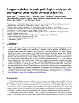 Large-vocabulary forensic pathological analyses via prototypical
  cross-modal contrastive learning