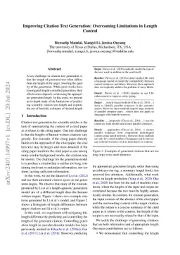 Improving Citation Text Generation: Overcoming Limitations in Length
  Control