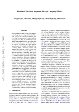 Relational Database Augmented Large Language Model