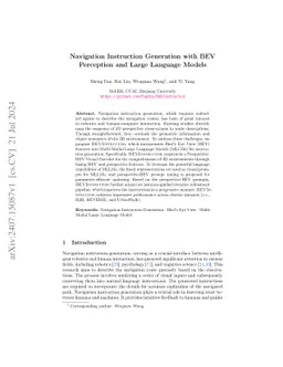 Navigation Instruction Generation with BEV Perception and Large Language
  Models
