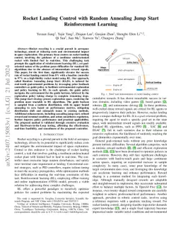 Rocket Landing Control with Random Annealing Jump Start Reinforcement
  Learning
