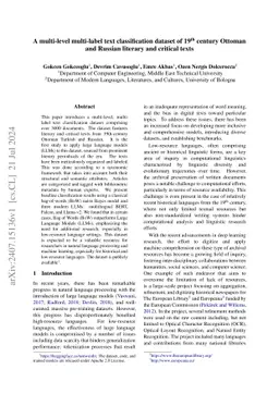 A multi-level multi-label text classification dataset of 19th century
  Ottoman and Russian literary and critical texts