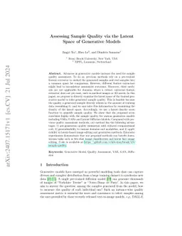 Assessing Sample Quality via the Latent Space of Generative Models