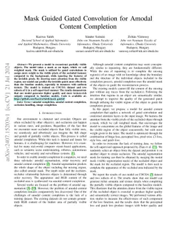 Mask Guided Gated Convolution for Amodal Content Completion