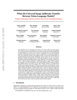 When Do Universal Image Jailbreaks Transfer Between Vision-Language
  Models?