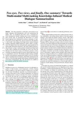 Two eyes, Two views, and finally, One summary! Towards Multi-modal
  Multi-tasking Knowledge-Infused Medical Dialogue Summarization