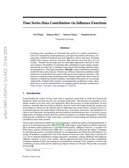 TimeInf: Time Series Data Contribution via Influence Functions